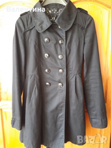 Модерен дамски шлифер в черно, снимка 5 - Шлифери - 30824164