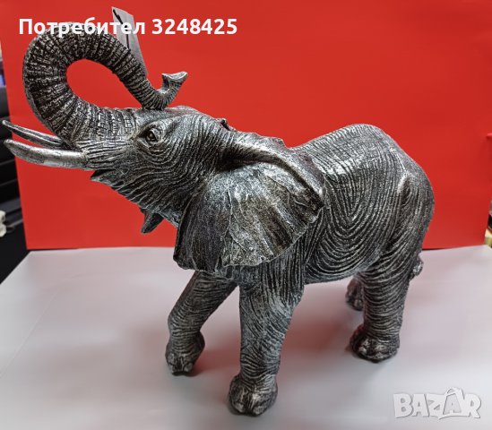 Сребрист импозантен голям слон , снимка 6 - Декорация за дома - 35007730