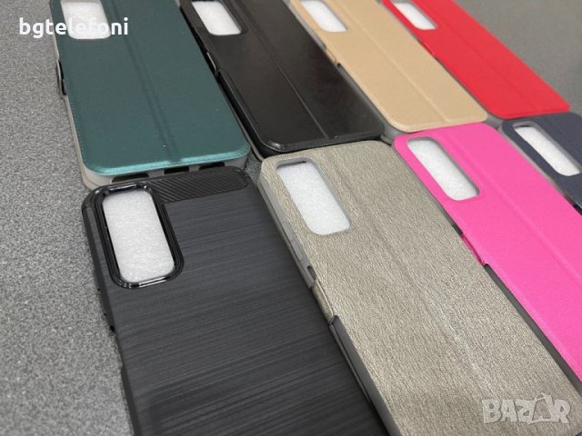 Huawei P Smart 2021 калъф тип тефтер и силикон Carbon