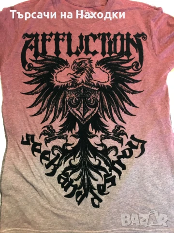 Мъжка тениска Affliction Employ Seek & Destroy Burgundy Red червена S Small, снимка 5 - Тениски - 50872543