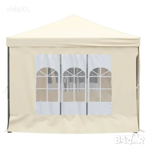vidaXL Сгъваема парти палатка със странични стени, кремава, 3x6 м, снимка 4 - Палатки - 56148326