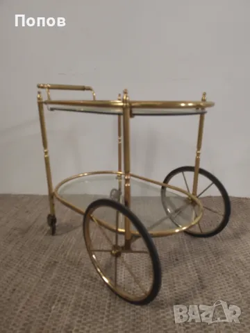 Златна месингова количка стил арт Деко, снимка 2 - Други - 48169208