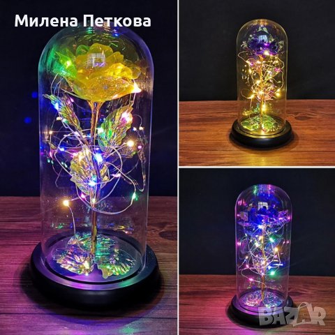 Вечна роза,цвете в стъкленица с лед осветление!Подарък за жена,момиче за 8 март!, снимка 5 - Подаръци за жени - 39846401