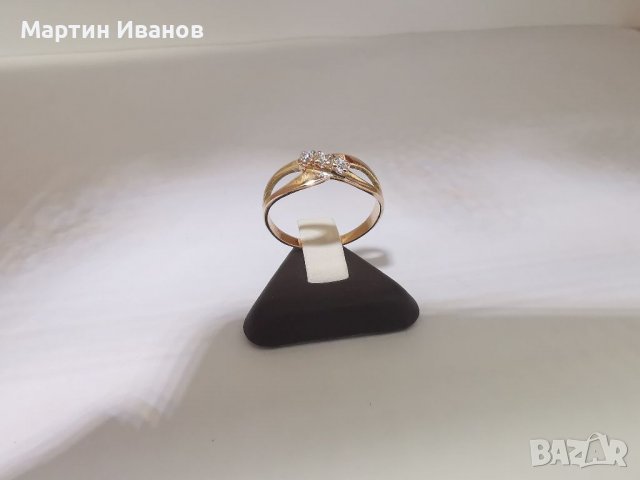 Златен пръстен с циркони 2.02гр, снимка 2 - Пръстени - 38755972
