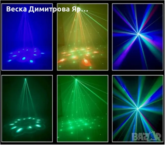 Преносими LED сценични светлини с движеща се глава и управление (6x12W + лазер), снимка 8 - Прожектори - 50356344