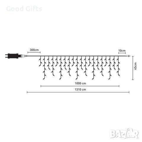 Коледни лампички Завеса, 500 LED, Студено бяло, Прозрачен кабел, снимка 3 - Лед осветление - 42730451