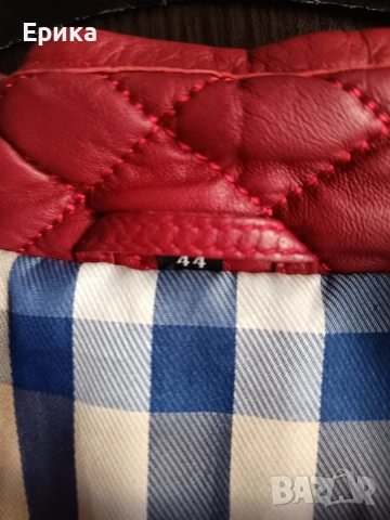 Червено кожено дамско яке естествена кожа , снимка 9 - Якета - 54332994