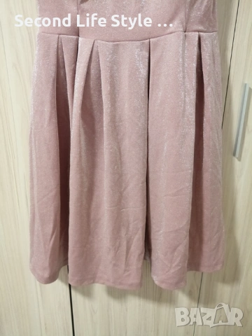 Дамска блестяща рокля в розов цвят Fervente р-р L, снимка 5 - Рокли - 53978172