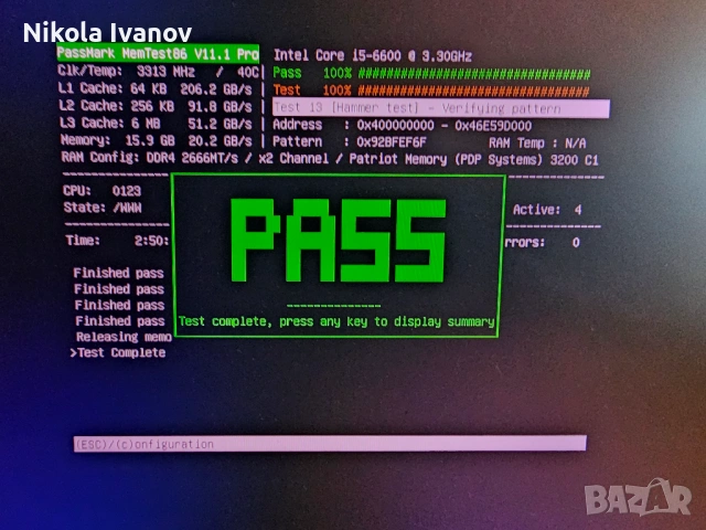 16GB (2x8GB) DDR4 Patriot Viper 3200MHz RAM памет | CL16 | 16-20-20-40 1.35V | Тествана!, снимка 6 - RAM памет - 54030869