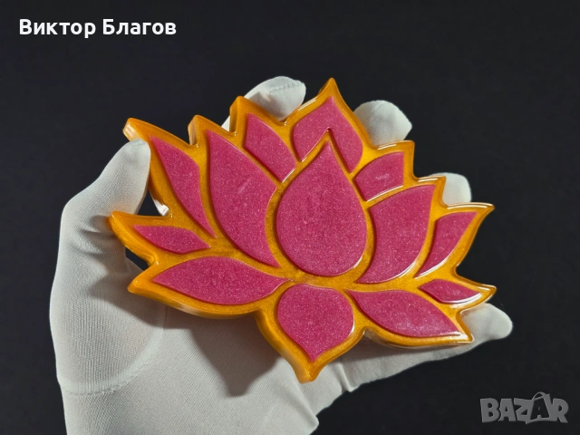 Поставка за чаши от епоксидна смола - Цвете Лотус, снимка 2 - Декорация за дома - 53878177