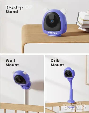 BOOPOO Smart Baby Monitor 2K, нощно виждане,откриване на плач,2.4/5GHz, снимка 7 - Бебефони - 49731255