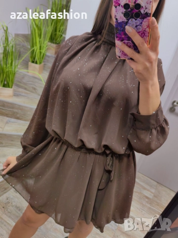 Рокля с бляскави частички цветове, снимка 11 - Рокли - 52692561