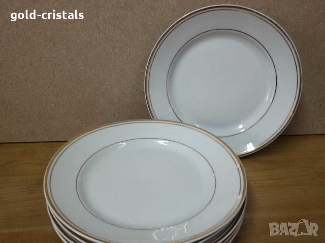 Стар български порцелан с златен кант чинии, снимка 2 - Антикварни и старинни предмети - 29216734