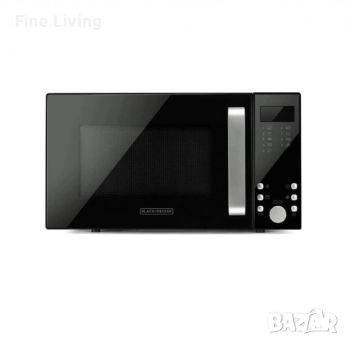 Микровълнова с грил Black+Decker – 23L, 900W, 9 автоматични програми, 5 нива на мощност,  детска защ