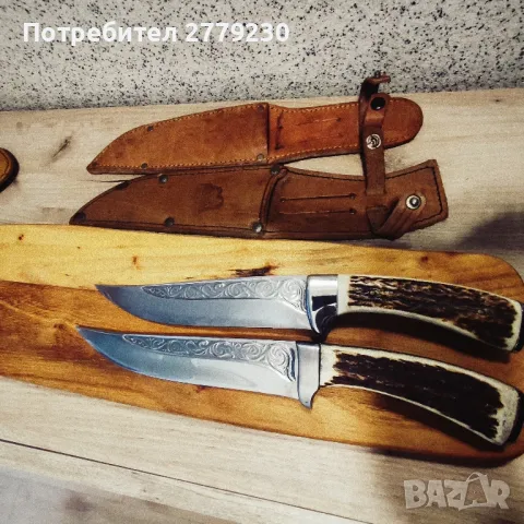 Ловни масивни ножове с дръжки от еленов рог, снимка 6 - Ножове - 49869257