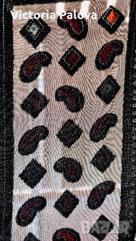 Луксозен дизайнерски шал от коприна и кадифена вискоза - истинско бижу, снимка 8 - Шалове - 52720150