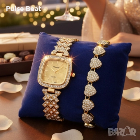 Елегантен дамски часовник с гривна – решение за подарък и ежедневен блясък, снимка 7 - Дамски - 52056629