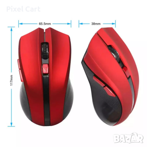 Геймърска Безжична USB оптична 6D мишка с до 2400 DPI, цвят - Червено/Черно, снимка 7 - Клавиатури и мишки - 44810772