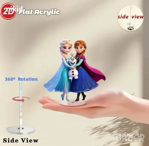 въртяща 360 ° Замръзналото кралство Елза Frozen 2D Акрилна Фигурка топер за торта връх рожден ден, снимка 2 - Други - 55973422
