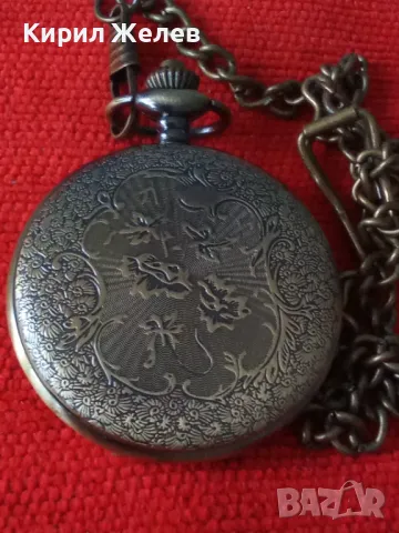 САНКТ ПЕТЕРБУРГ ВИНТИДЖ КВАРЦОВ ДЖОБЕН ЧАСОВНИК с ОРНАМЕНТИРАН КАПАК и ВЕРИЖКА КЮСТЕК РАБОТЕЩ 22057, снимка 13 - Джобни - 32905069