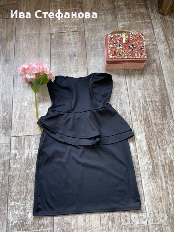 Страхотна пеплум черна еластична официална вечерна къса коктейлна рокля , снимка 16 - Рокли - 35788836