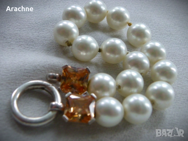 Гривна от Thomas Sabo - сребро, цитрини и перли, снимка 4 - Гривни - 37410840