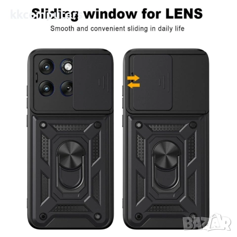 Калъф за Motorola Edge 70 Fusion+ 5G / Fusion 5G с Капаче за Камера и Стойка - PC+TPU, Военна защита, снимка 8 - Калъфи, кейсове - 54120294