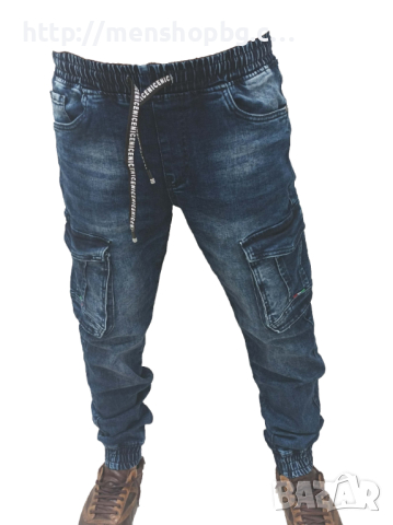 Мъжки карго дънки - сини, снимка 2 - Дънки - 44587446
