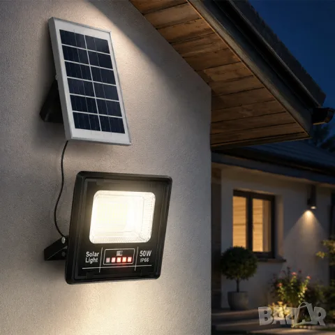 Соларен LED прожектор 50W с външен панел, снимка 3 - Аксесоари и консумативи - 55865206