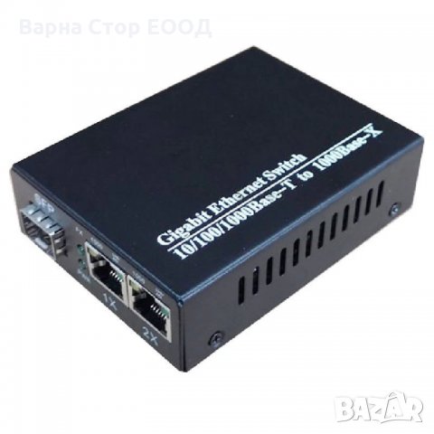 Гигабитов Медия Конвертор с 1 брой СФП слот и 2 Лан порта,Gigabit Media Converter 1 SFP to 2 RJ45, снимка 2 - Мрежови адаптери - 34878529