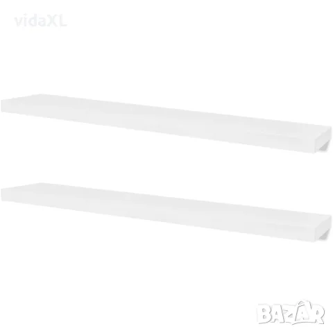 vidaXL 2 бели МДФ плаващи стенни рафтове за съхранение на книги/DVD