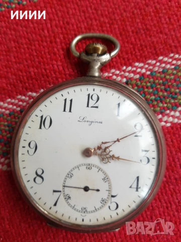Сребърен джобен часовник  Longines, снимка 2 - Антикварни и старинни предмети - 53925660
