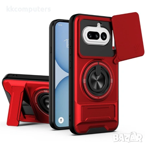Магнитен Калъф за Nothing Phone (4a) с Пръстен и Капаче за Камера - PC+TPU, 360° стойка, 5 цвята, снимка 4 - Калъфи, кейсове - 54087390