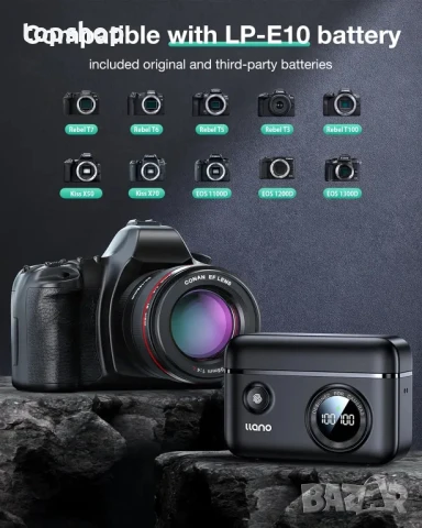 llano 2 броя батерии LP-E10 и 18 W бързо зарядно устройство Canon EOS, снимка 4 - Батерии, зарядни - 50525766