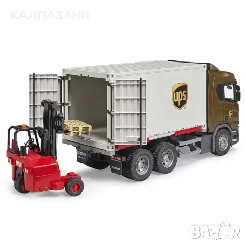 BRUDER КАМИОН SCANIA SUPER 560R UPS И МОТОКАР 03582, снимка 3 - Коли, камиони, мотори, писти - 48977601