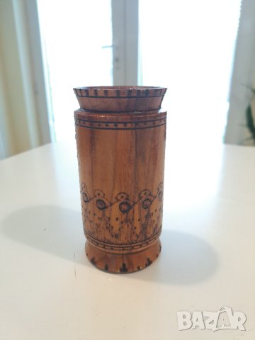 Стари дървени свещник и моливник, снимка 4 - Антикварни и старинни предмети - 44319398