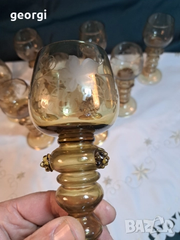 немски гравирани ретро чаши за вино 29/2, снимка 5 - Чаши - 52071032