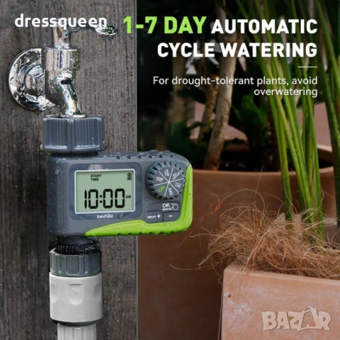 4489 Еднозонов Таймер за Капково Напояване RainPoint – Гъвкави Графици за Здрави Растения, снимка 6 - Напояване - 53876667