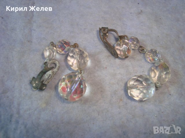 СТАРИ КРИСТАЛНИ ФАСЕТИРАНИ СРЕБРИСТИ АР НУВО СТИЛ ОБЕЦИ 17663, снимка 5 - Антикварни и старинни предмети - 37745295