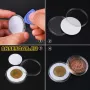 10 бр. прозрачни кръгли кутии за монети от 15 до 50 мм пластмасови капсули за съхранение клипси пред, снимка 5