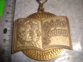 1974г. БРАТЯ ГРИМ КОЛЕКЦИОНЕРСКИ НЕМСКИ БРОНЗО МЕДАЛ с ПОСРЕБРЯВАНЕ и ПОЗЛАТА ЛЕНТА и НОСАЧ 30633, снимка 2