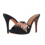 Елегантни дамски чехли на висок ток Carrano черни, снимка 1 - Чехли - 36447768