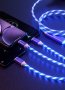 Универсален, светещ, троен кабел с накрайници за iPhone / TYPE C / microUSB, снимка 4
