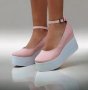Обувки на платформа - розова кожа с бяло ходило - 125K, снимка 1 - Дамски ежедневни обувки - 35256703
