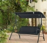 Градинска люлка със сенник черна Триместна, снимка 2