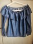 Дънкова блуза с паднали рамене , снимка 1 - Блузи с дълъг ръкав и пуловери - 38134104