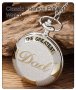 NOUSEG винтидж гравиран джобен кварцов часовник THE GREATEST DAD + верижка, снимка 1 - Мъжки - 42376501