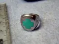 СТИЛЕН СРЕБЪРЕН ПРЪСТЕН СРЕБРО 925 с КРЪСТООБРАЗЕН ЗЕЛЕН ЕМАЙЛ РЪЧНА АРТ РАБОТА 49997, снимка 9