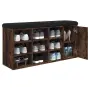 vidaXL Пейка за обувки, опушен дъб, 102x32x50 см, инженерно дърво, снимка 4