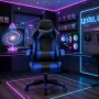 Ергономичен офис и геймърски стол – син | Регулируем | Комфорт за гръб и врат, снимка 4